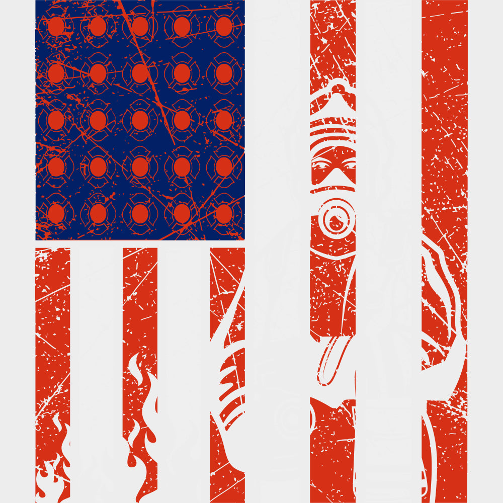 USA Flag - Fire Department DTF Transfers Adult Unisex - S & M (10’’) / Light Color Design (See Imaging)