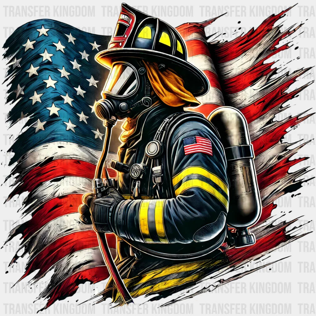 Usa Flag Firefighter - Dtf Transfer Unisex S & M (10’’) / Dark Color Design See Imaging