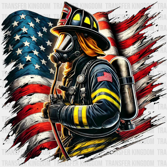 Usa Flag Firefighter - Dtf Transfer Unisex S & M (10’’) / Dark Color Design See Imaging