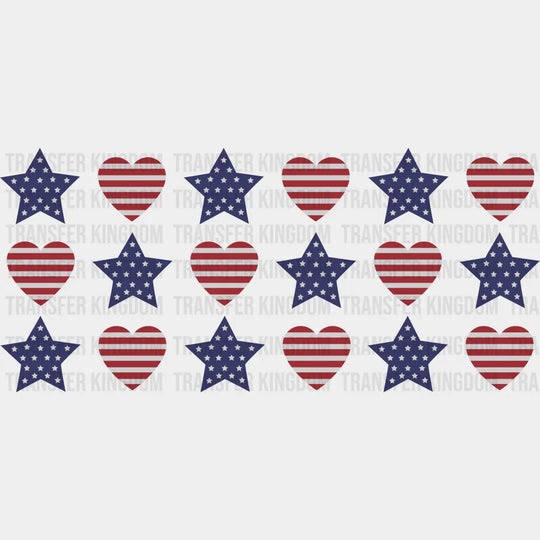 Usa Flag Heart And Stars - 4Th Of July Cup Wrap Uv Sticker Permanent Dtf Decal