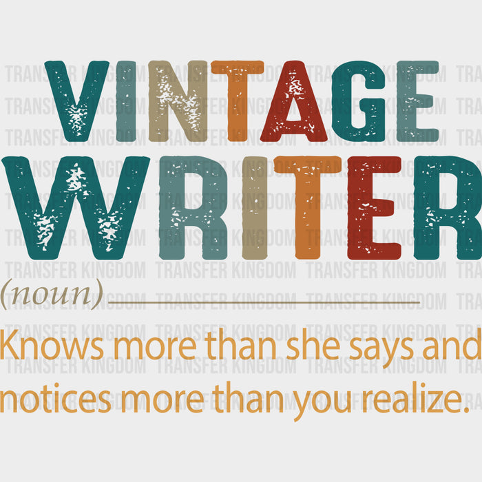 Vintage Writer Definition - Writing DTF Transfers