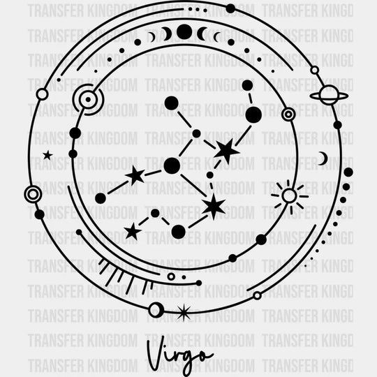 Virgo Constellation Design - Zodiac Dtf Transfer Unisex S & M (10’’) / Dark Color See Imaging