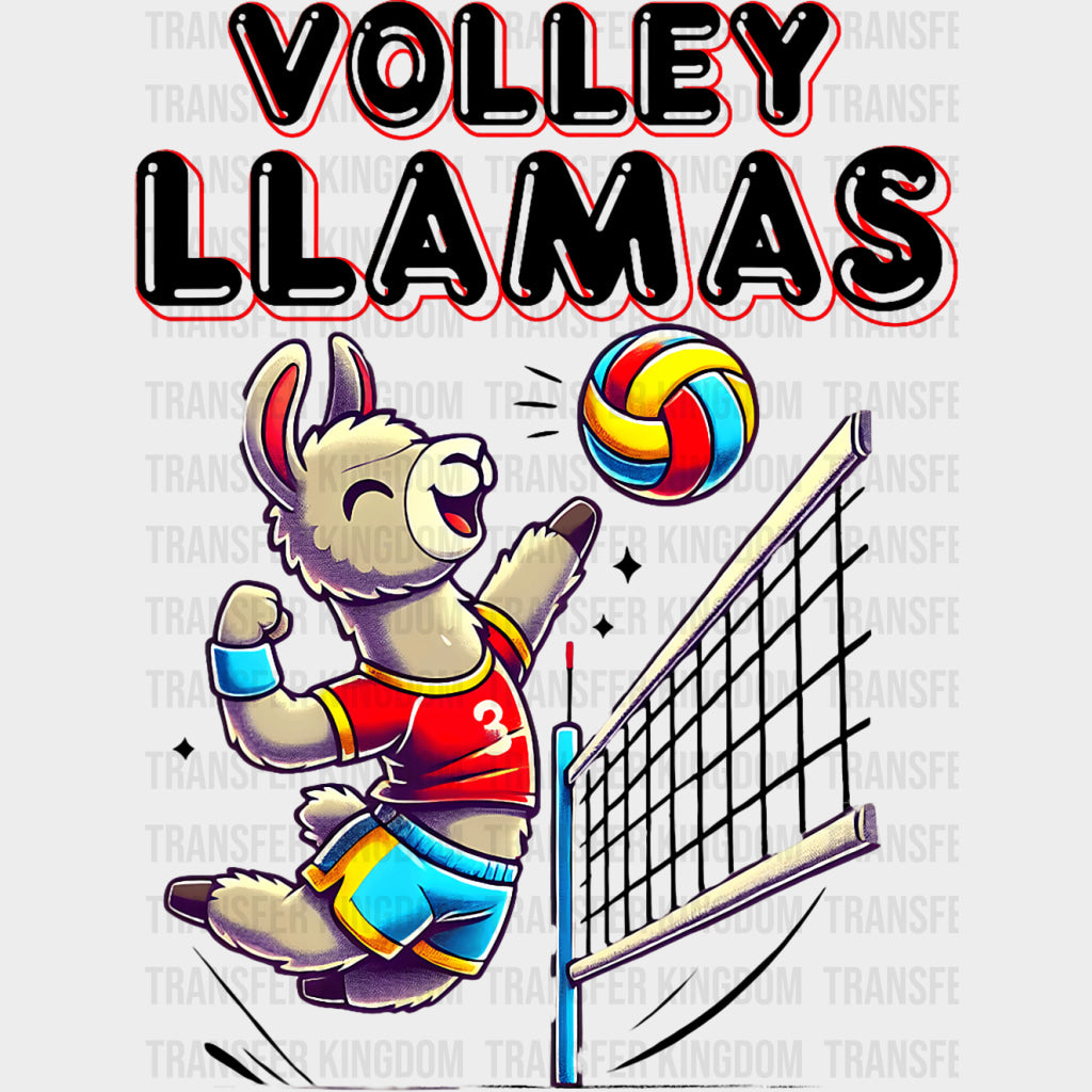 Volley Llamas, Red - Volleyball DTF Transfers transfer-kingdom Dark Color Design (See Imaging)