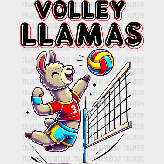 Volley Llamas, Red - Volleyball DTF Transfers transfer-kingdom Dark Color Design (See Imaging)