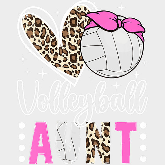 Volleyball Aunt Heart - Volleyball DTF Transfers Adult Unisex - S & M (10’’) / Light Color Design (See Imaging)