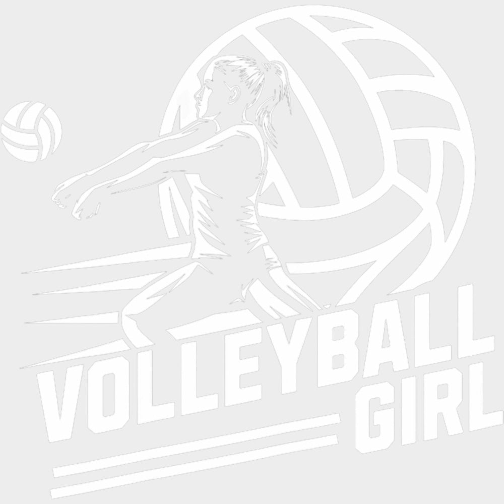 Volleyball Girl B&W - Volleyball DTF Transfers Adult Unisex - S & M (10’’) / Light Color Design (See Imaging)