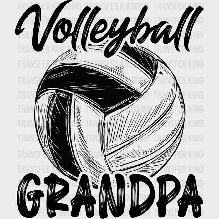 Volleyball Grandpa, B&W Sketch - Volleyball DTF Transfers