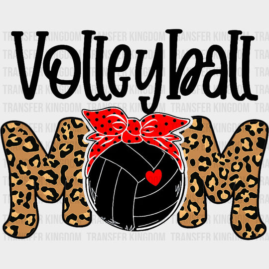 Volleyball Mom Bandana Leopard Pattern - Volleyball DTF Transfers Adult Unisex - S & M (10’’) / Dark Color Design (See