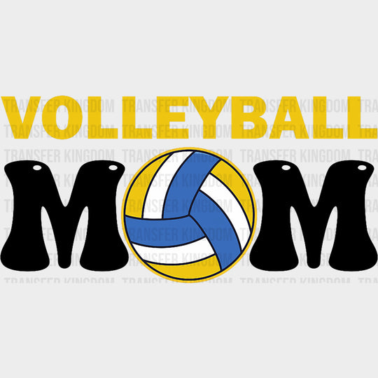 Volleyball Mom Blue & Yellow Ball - Volleyball DTF Transfers Adult Unisex - S & M (10’’) / Dark Color Design (See