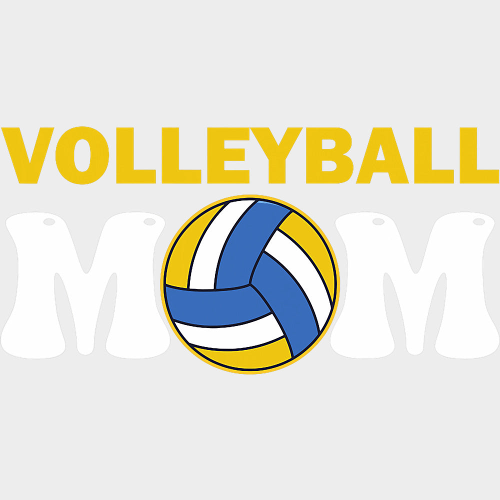 Volleyball Mom Blue & Yellow Ball - Volleyball DTF Transfers Adult Unisex - S & M (10’’) / Light Color Design (See