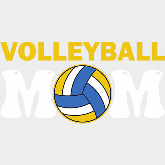 Volleyball Mom Blue & Yellow Ball - Volleyball DTF Transfers Adult Unisex - S & M (10’’) / Light Color Design (See