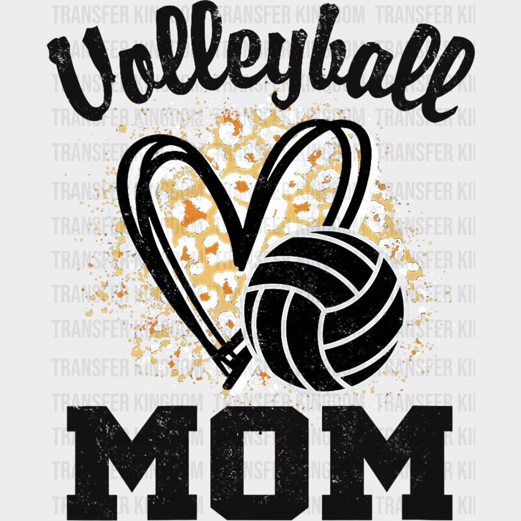 Volleyball Mom Leopard Pattern Design - Volleyball DTF Transfers Adult Unisex - S & M (10’’) / Dark Color Design (See