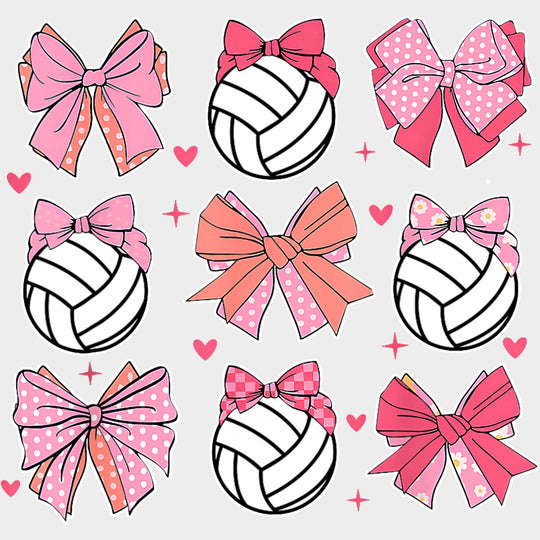 Volleyball & Ribbons - Volleyball DTF Transfers transfer-kingdom Light Color Design (See Imaging)