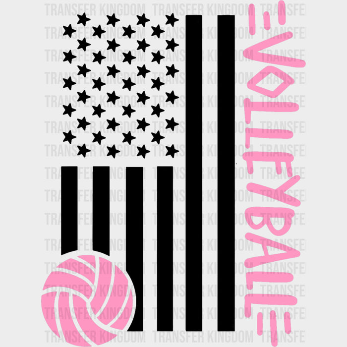 Volleyball US Flag, Pink - Volleyball DTF Transfers
