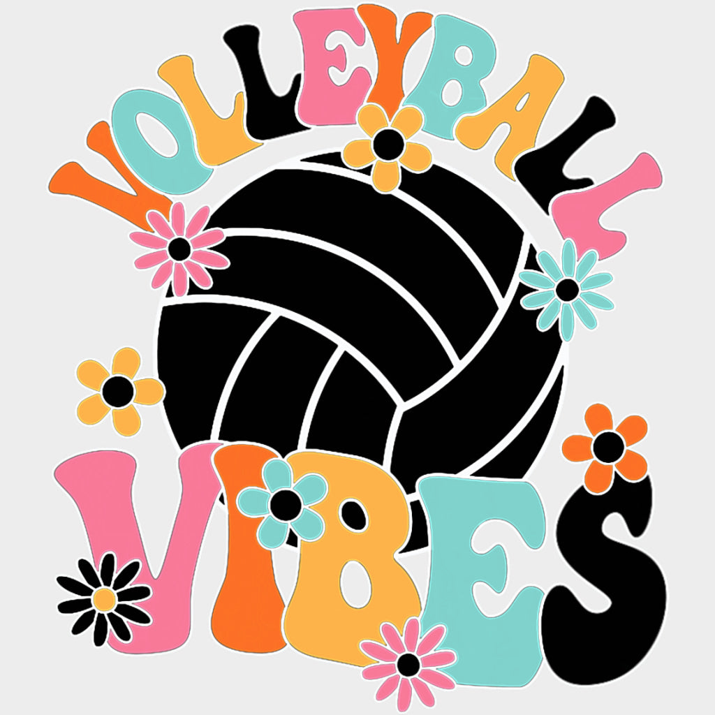 Volleyball Vibes Retro - Volleyball DTF Transfers Adult Unisex - S & M (10’’) / Light Color Design (See Imaging)