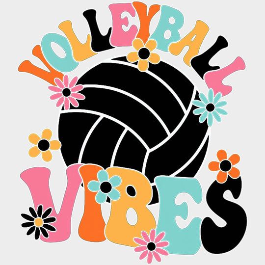 Volleyball Vibes Retro - Volleyball DTF Transfers Adult Unisex - S & M (10’’) / Light Color Design (See Imaging)
