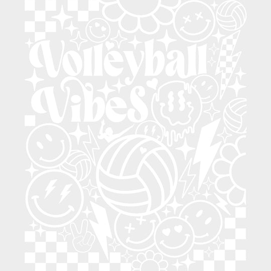 Volleyball Vibes Smileys - Volleyball DTF Transfers Adult Unisex - S & M (10’’) / Light Color Design (See Imaging)