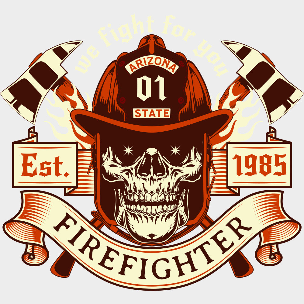 We Fight For You Skull - Fire Department DTF Transfers Adult Unisex - S & M (10’’) / Light Color Design (See Imaging)