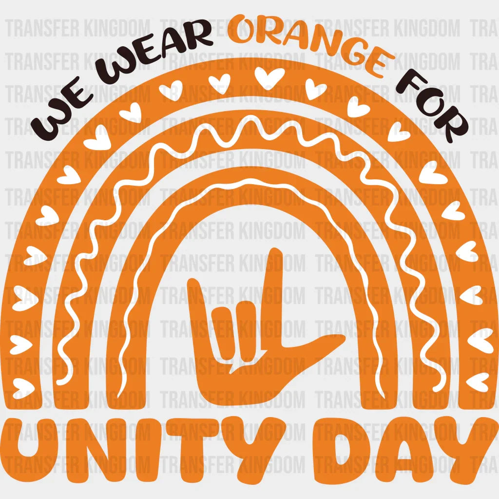 We Wear Orange For Unity Day - Anti Bullying Iron On Dtf Transfer Unisex S & M (10’’) / Dark
