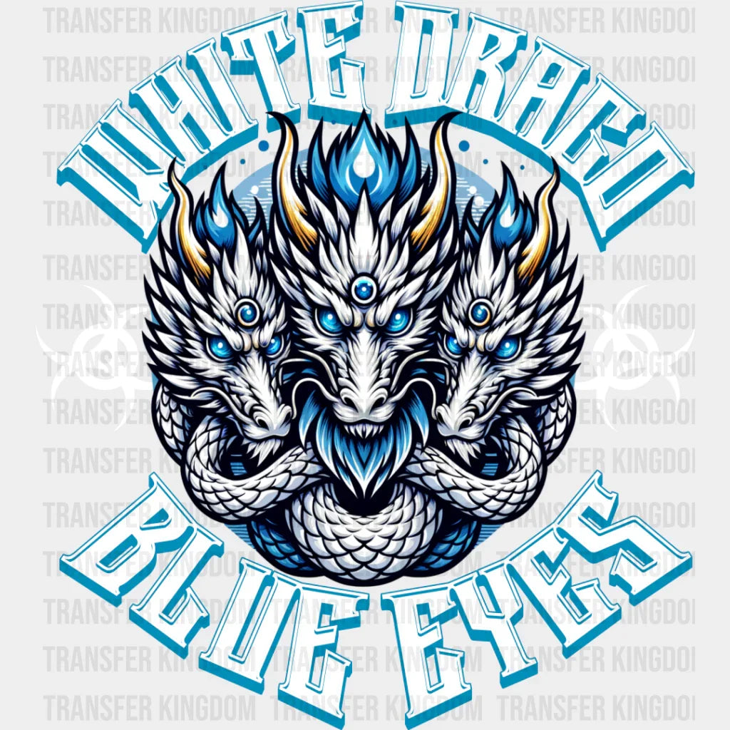White Drago Blue Eyes - Anime Dtf Heat Transfer Unisex S & M (10’’) / Light Color Design See Imaging