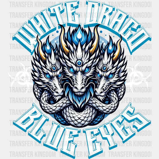 White Drago Blue Eyes - Anime Dtf Heat Transfer Unisex S & M (10’’) / Light Color Design See Imaging