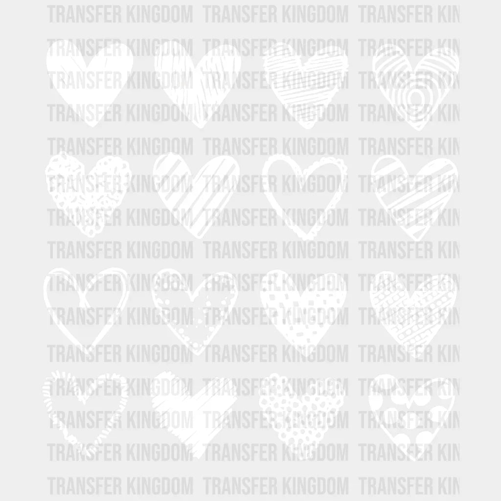 White Hearts Valentines Day Design - Dtf Heat Transfer
