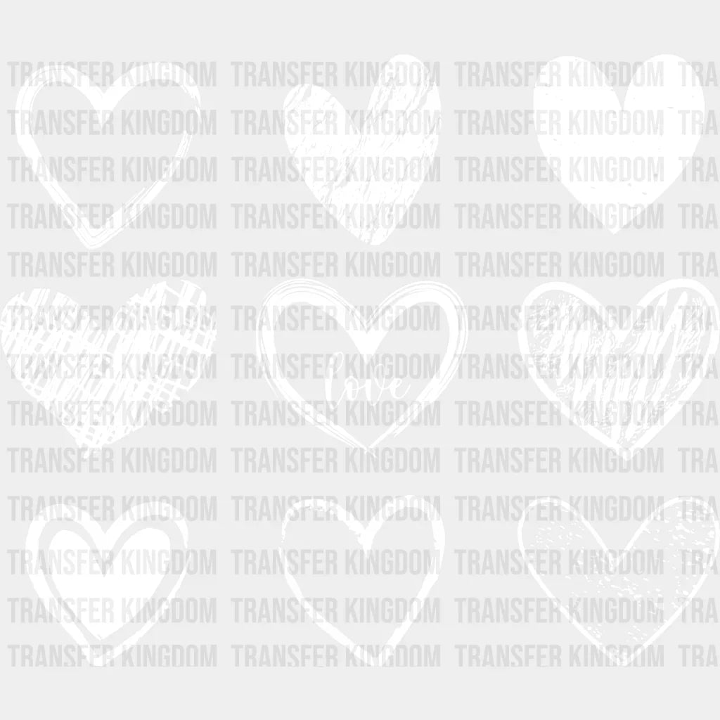White Hearts Valentines Day Design - Dtf Heat Transfer