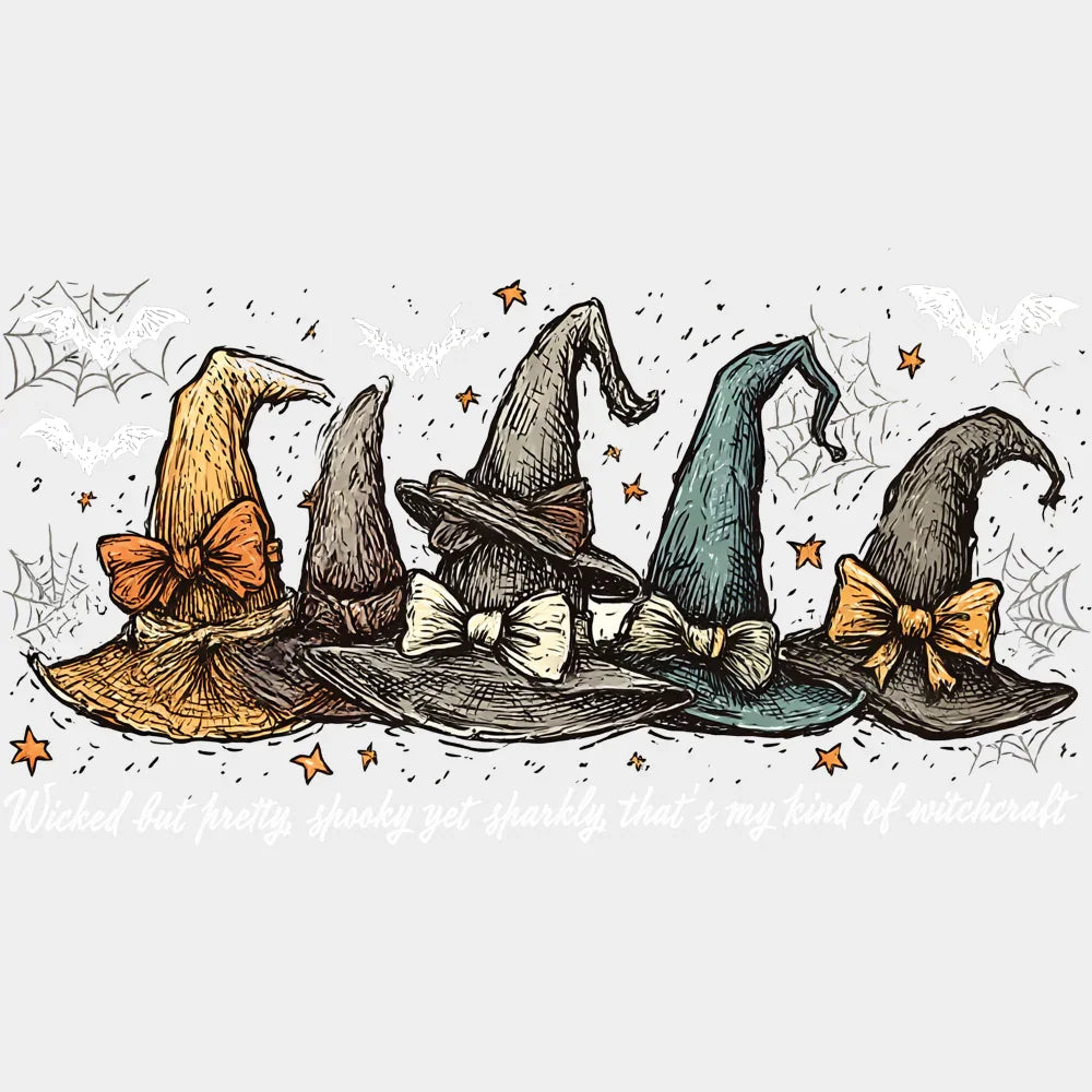 Wicked But Pretty Spooky Yet Sparkly - Halloween DTF Transfer Adult – S & M (10’’) / Light Color Design (See Imaging)