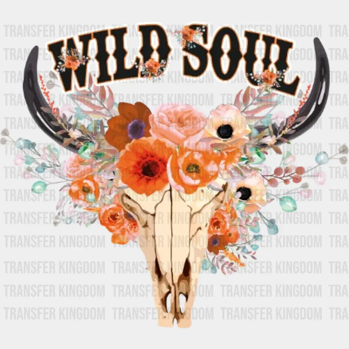 Wild Soul Skull Flowers DTF Transfer
