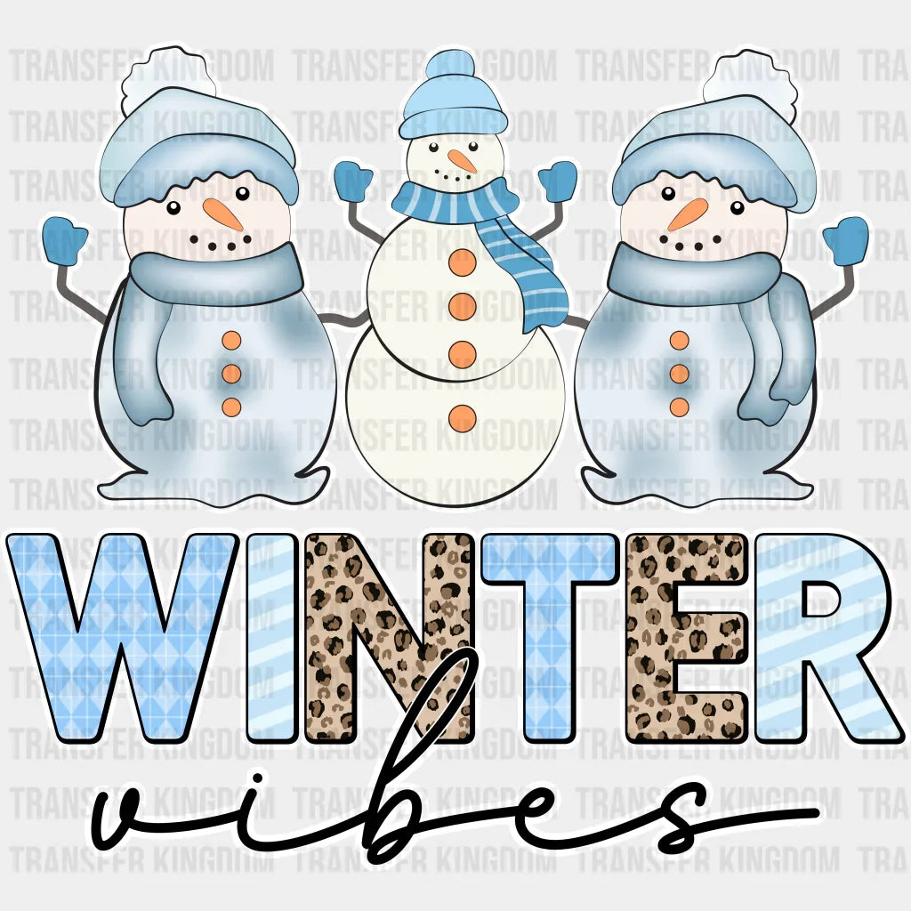 Winter Vibes Snowman Design - Iron On Dtf Transfer Unisex S & M (10’’) / Light Color See Imaging