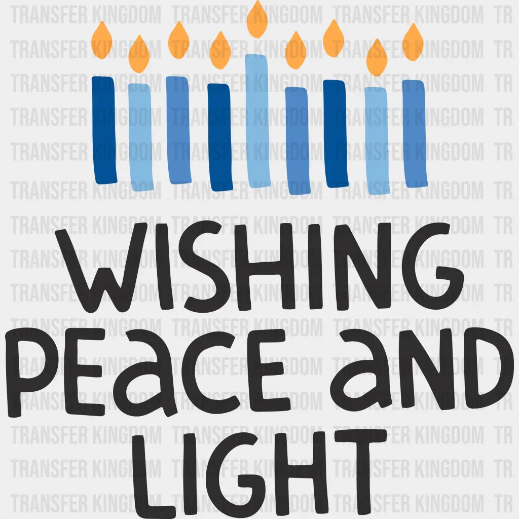 Wishing Peace And Light - Hanukkah Dtf Heat Transfer Unisex S & M (10’’) / Dark Color Design