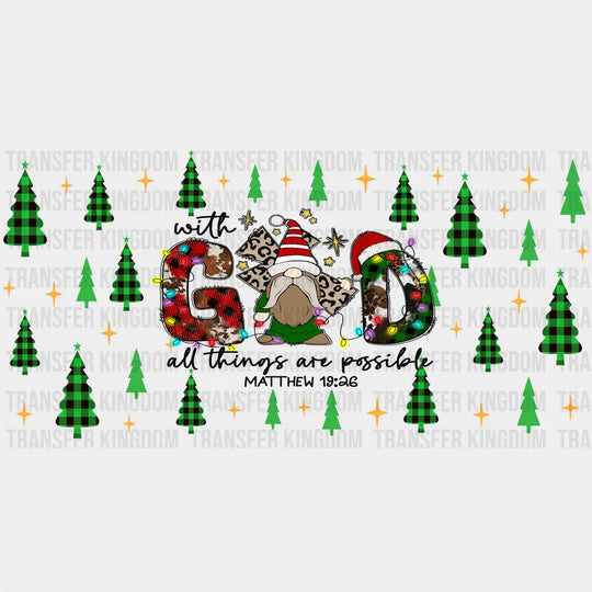 With God - Christmas Cup Wrap Uv Sticker Permanent Dtf Decal