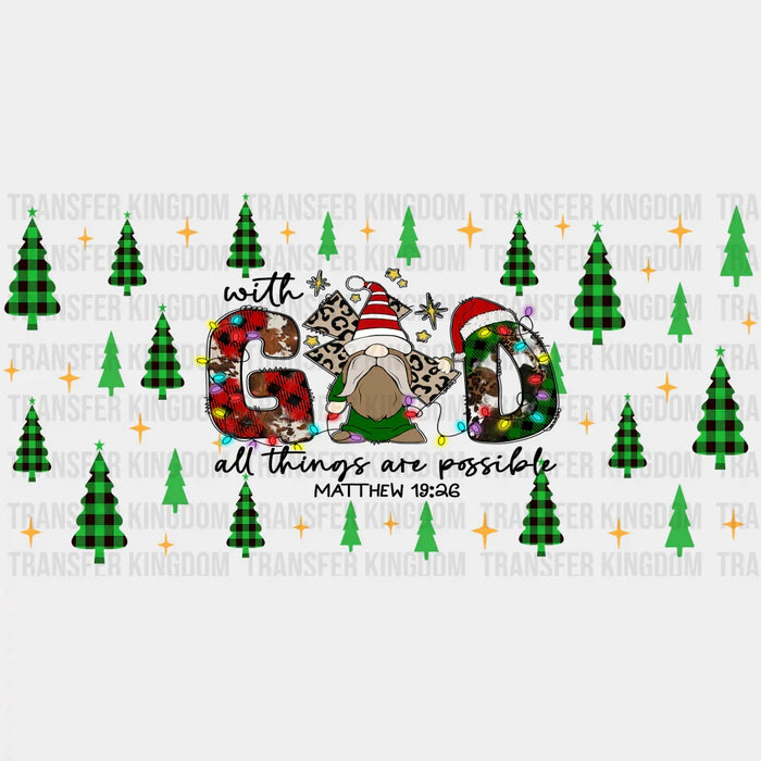 With God - Christmas Cup Wrap UV Sticker Permanent UV DTF Decal