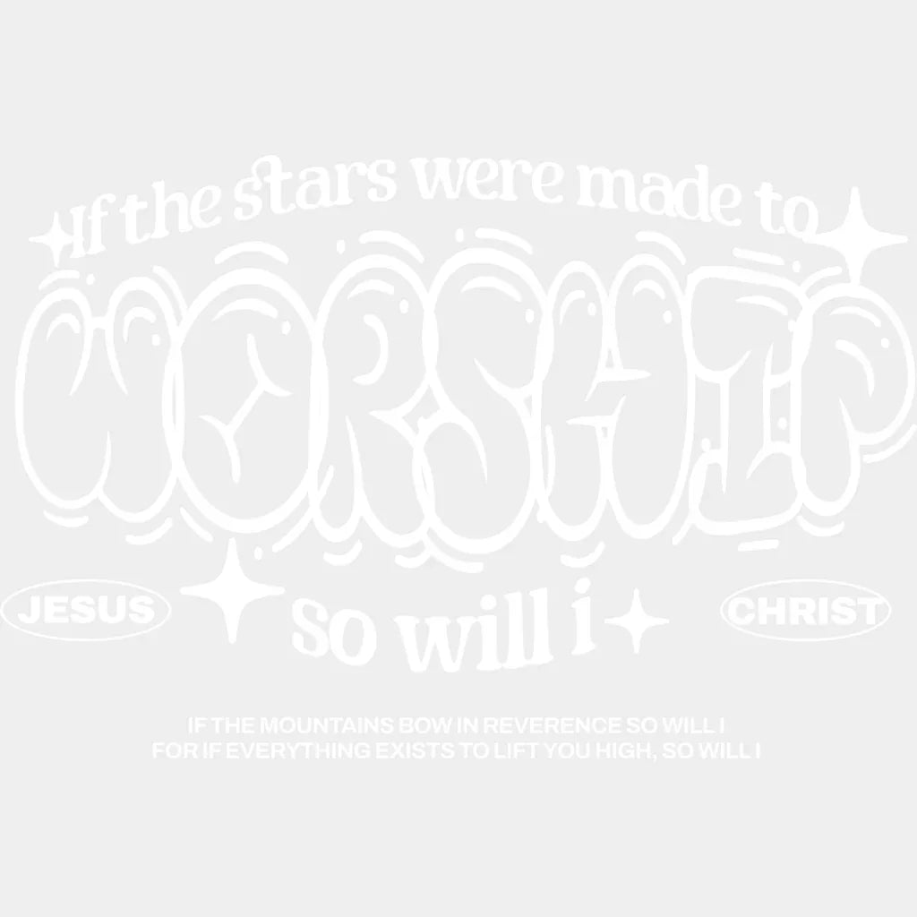 Worship B&W - Christianity DTF Transfer Adult Unisex - S & M (10’’) / Light Color Design (See Imaging)
