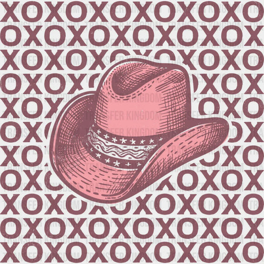 XOXO Hat Pink Design - Rodeo DTF Transfer Adult Unisex - S & M (10’’) / Dark Color Design (See Imaging)