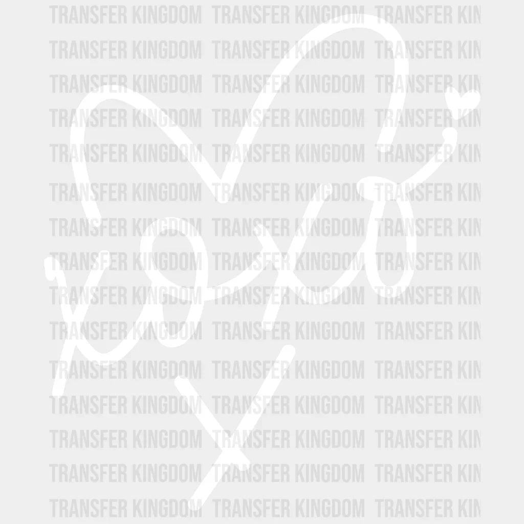 Xoxo Heart Black & White Valentines Day Design - Dtf Heat Transfer Unisex S M ( 10 ) / Light Color