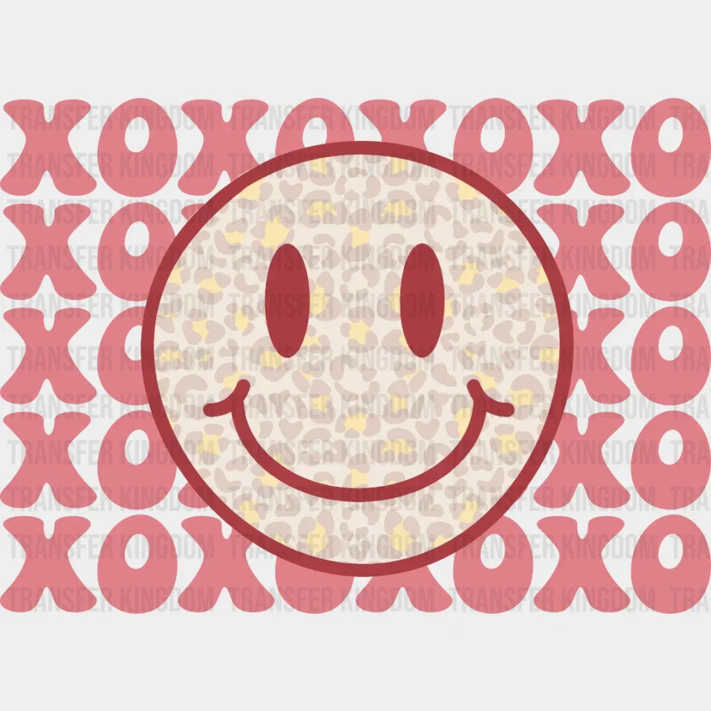 Xoxo Leopard Smiley Face Valentines Day Design - Dtf Heat Transfer