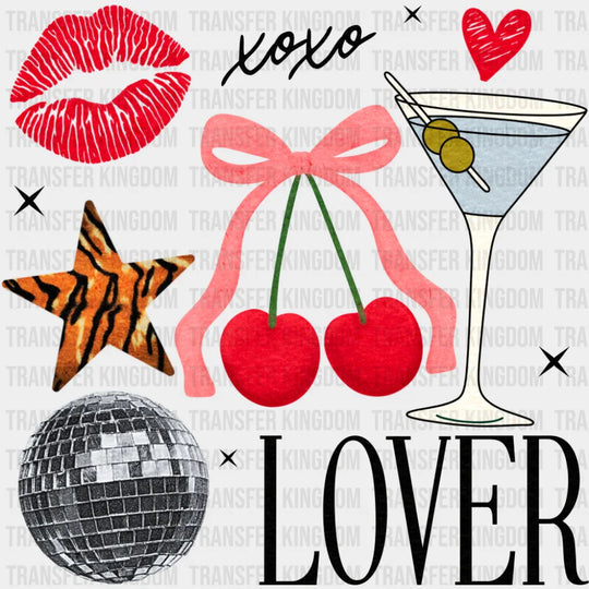 Xoxo Lover Cherries Disco Ball Design - Valentine’s Day Dtf Transfer Unisex S & M (10’’) /
