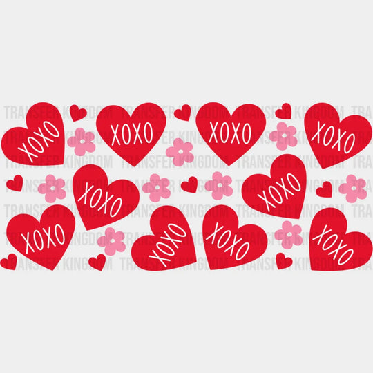 Xoxo Red Hearts And Flowers - Valentine’s Day Cup Wrap Uv Sticker Permanent Dtf Decal