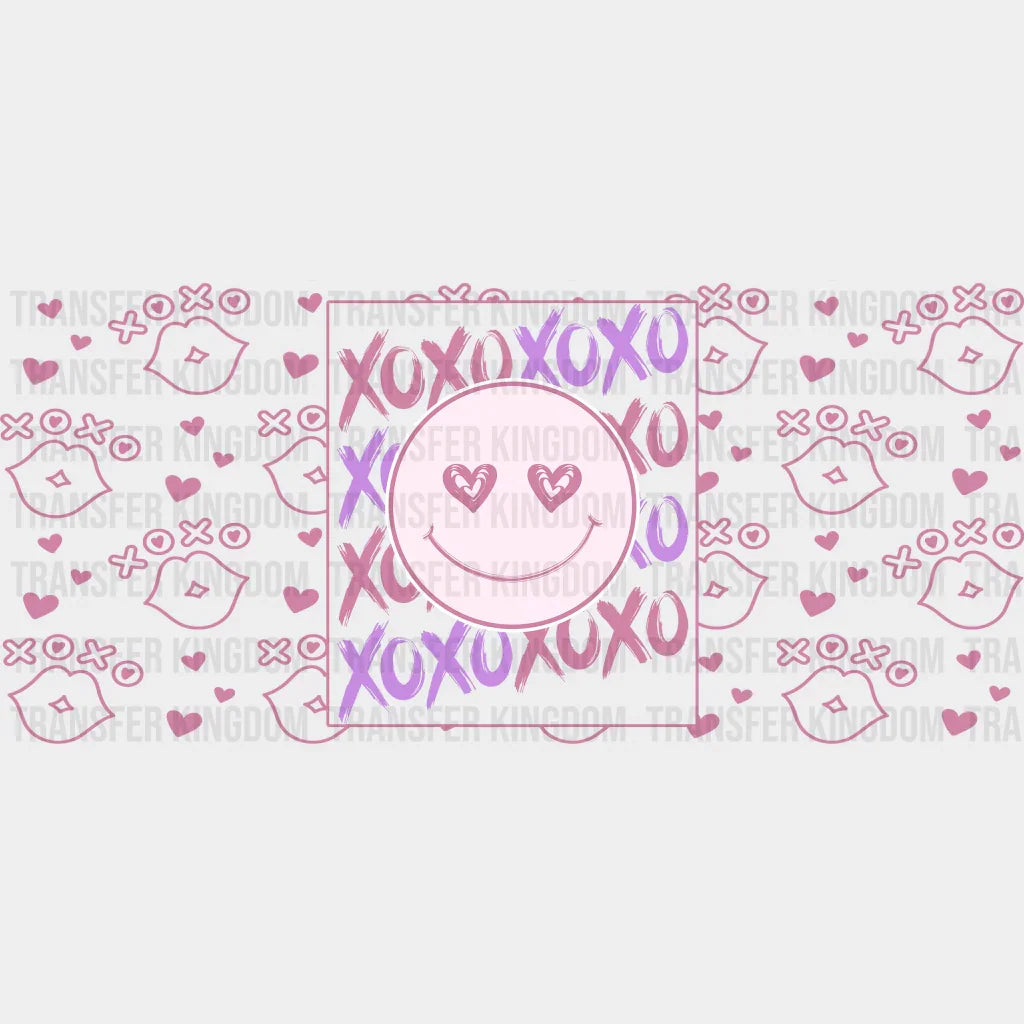 Xoxo Smiley Pink - Valentine’s Day Cup Wrap Uv Sticker Permanent Dtf Decal