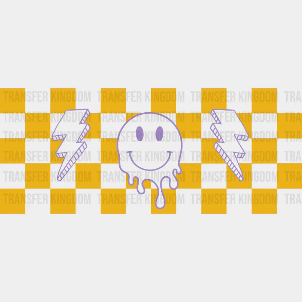 Yellow Checkers Smiley - Cats Cup Wrap UV Sticker Permanent UV DTF Decal UVDTF