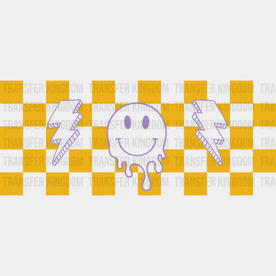 Yellow Checkers Smiley - Cats Cup Wrap UV Sticker Permanent UV DTF Decal UVDTF