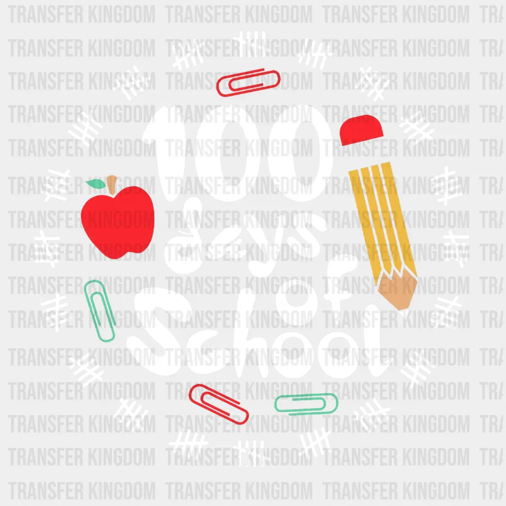 100 Days Of School Pencil Apple Design - DTF heat transfer - Transfer Kingdom