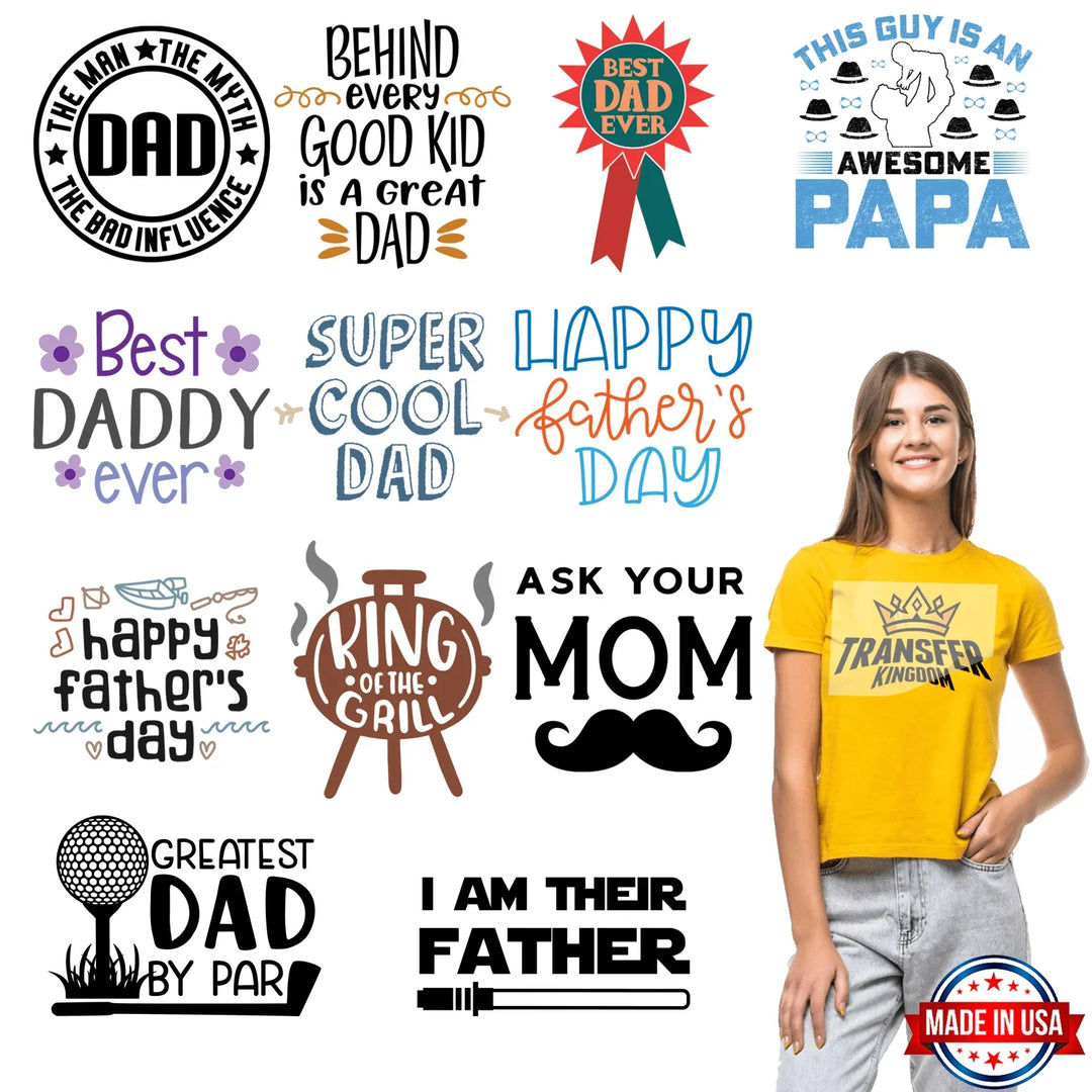 Father's Day - Premade Gang sheet - 12 PCS 10 INCH - Transfer Kingdom