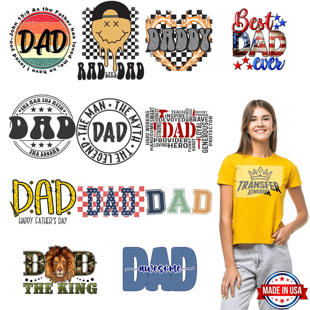 Father's Day - Premade Gang sheet - 12 PCS 10 INCH - Transfer Kingdom