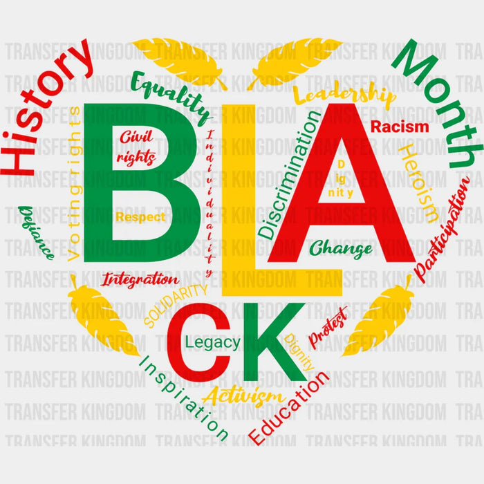 BLACK Colorful Heart Design - BLM design DTF heat transfer