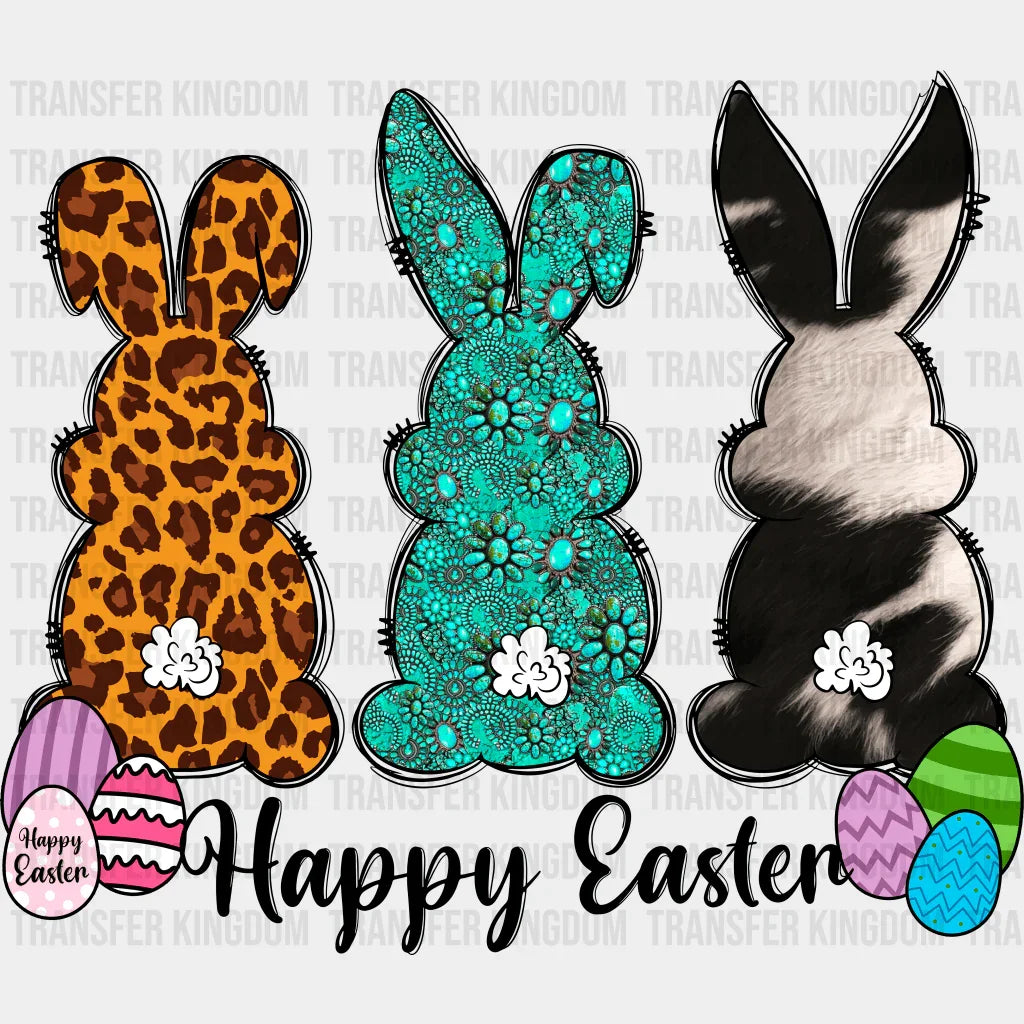 Bunnies Happy Easter Design - DTF heat transfer - Transfer Kingdom