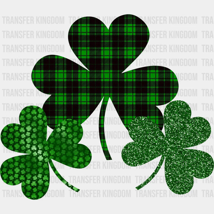 Clovers St. Patrick's Day Tartan Plaid Design - St. Patrick's Day DTF heat transfer