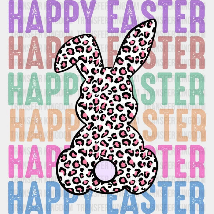Colorful Happy Easter Leopard Bunny Design - DTF heat transfer