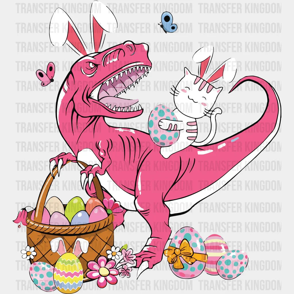 Dinosaur & Cat Easter Design - DTF heat transfer - Transfer Kingdom